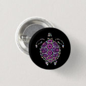 Paarse Factual Zee Turtle Shell Ronde Button 3,2 Cm (Voorkant /achterkant)