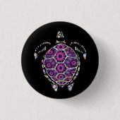 Paarse Factual Zee Turtle Shell Ronde Button 3,2 Cm (Voorkant)
