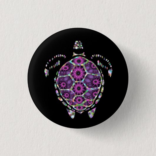 Paarse Factual Zee Turtle Shell Ronde Button 3,2 Cm (Voorkant)