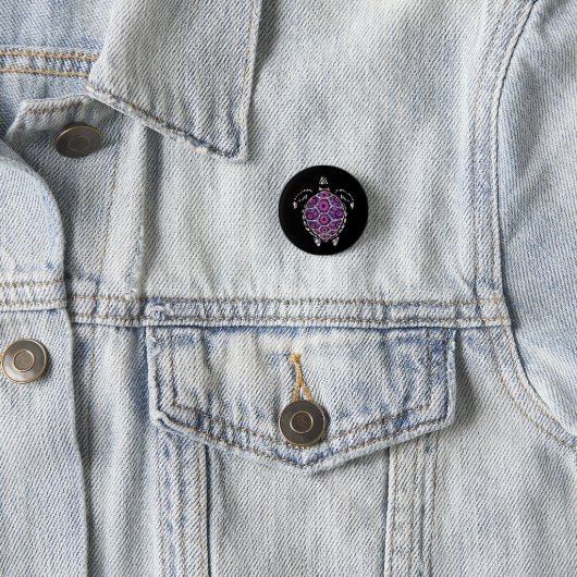 Paarse Factual Zee Turtle Shell Ronde Button 3,2 Cm (In situ)