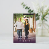 Paarse fade foto Sla het datum Briefkaart op (Staand voorkant)