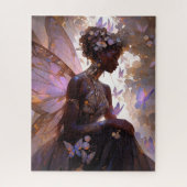 Paarse Fairy Afro-Amerikaanse Fantasy Art Legpuzzel (Verticaal)