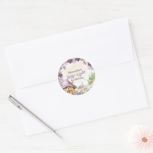 Paarse Fairy Derde Berry 3e verjaardag Ronde Sticker (Envelop)