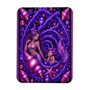 Paarse Fantasie Meermin Duo Oceaan Droom Kunst Pos Magneet