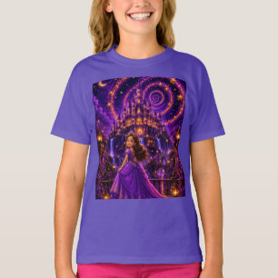 Paarse Fantasie Prinsessen Kasteel Kunst Magisch T-shirt