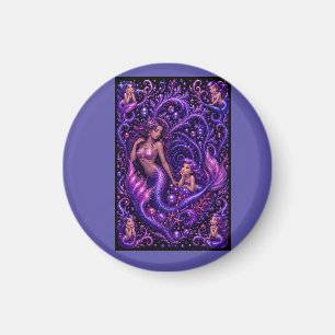Paarse Fantasie Zeemeermin Duo Oceaan Droom Kunst  Magneet