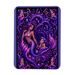 Paarse Fantasie Zeemeermin Duo Oceaan Droom Kunst  Magneet