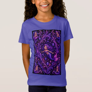 Paarse Fantasie Zeemeermin Glitter Oceaan Kunst T-shirt
