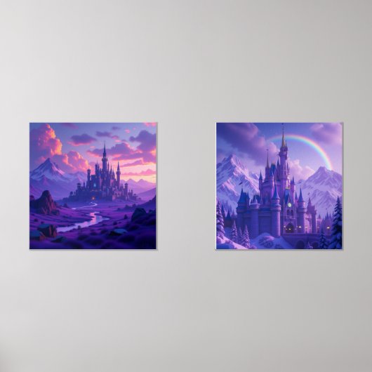 Paarse Fantasy Castle Print Set van 2 (Voorkant)