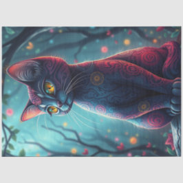 Paarse Fantasy Cat Tissuepapier