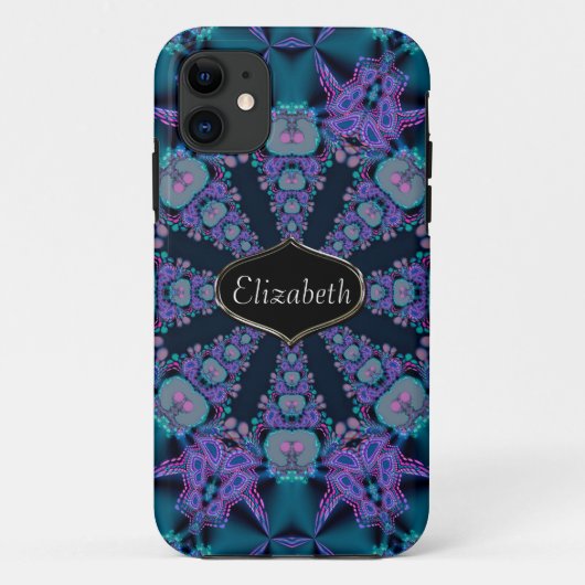 Paarse Fantasy Fractal Custom Name iPhone 5 Hoesje (Achterkant)