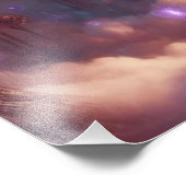 Paarse Fantasy Steampunk Stad Foto Afdruk (Hoek)