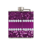 Paarse Faux Glitter en Diamonds Heupfles (Achterkant)