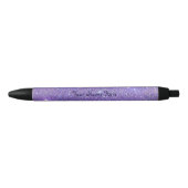 Paarse Faux Glitter Name Zwarte Inkt Pen (Voorkant)