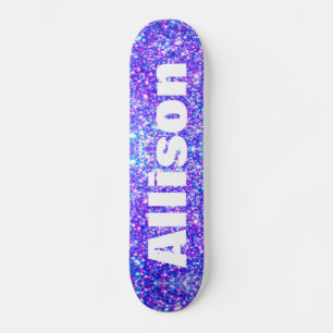 Paarse Faux Glitter Personalized Girls Skateboard