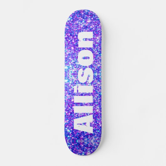 Paarse Faux Glitter Personalized Girls Skateboard (Voorkant)