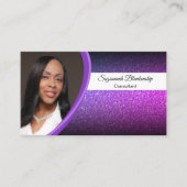 Paarse Faux Glitter Professional - Aangepaste foto Visitekaartje (Voorkant)