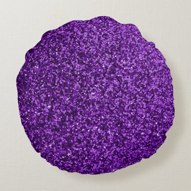 Paarse Faux Glitter Round Sierkussen Rond Kussen (Achterkant)
