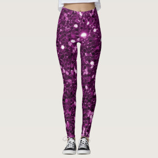 Paarse Faux Glitter Sparkles Leggings