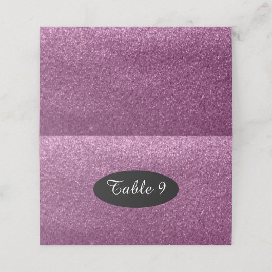 Paarse Faux Glitter Table Seating Numbers (Buitenkant ongevouwen)