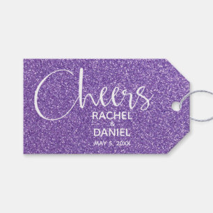 Paarse Faux Glitter Wedding Favor Cadeaulabel