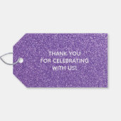 Paarse Faux Glitter Wedding Favor Cadeaulabel (Achterkant Horizontaal)