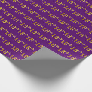 Paarse Faux Gold 18e (achttiende) gebeurtenis Cadeaupapier