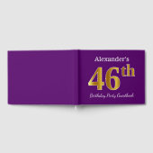 Paarse Faux Gold 46th Birthday Party; eigen naam Gastenboek (Volledig)