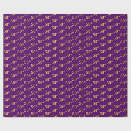 Paarse, Faux Gold 50e (vijftigste) gebeurtenis Cadeaupapier (Vlak)