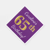 Paarse, Faux Gold 65e verjaardag + aangepaste naam Servetten (Hoek)