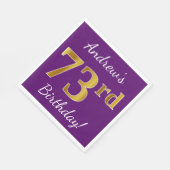 Paarse Faux Gold 73e verjaardag + Aangepaste naam Servet (Hoek)
