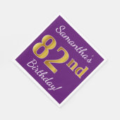 Paarse Faux Gold 82e verjaardag + Aangepaste naam Servet (Hoek)