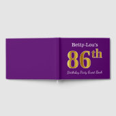 Paarse Faux Gold 86th Birthday Party; Eigen naam Gastenboek (Volledig)
