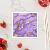 Paarse Faux Gold Metallic Marmeren Print Servetten (Insitu)