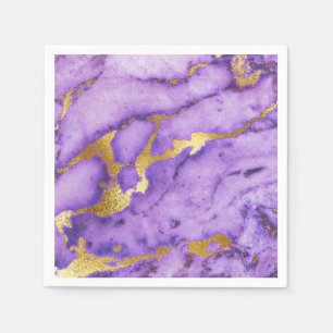 Paarse Faux Gold Metallic Marmeren Print Servetten