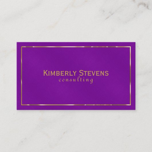 Paarse faux lederen  look gouden accenten visitekaartje (Voorkant)