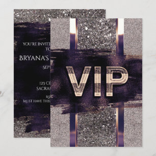 Paarse & Faux Metallic VIP-feest uitnodiging