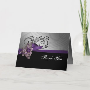 Paarse FAUX ribbon  broch Wedding Bedankkaart