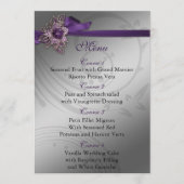 Paarse FAUX ribbon  broch Wedding Menu (Voorkant)