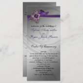 Paarse FAUX ribbon broch Wedding Programma (Voorkant / Achterkant)