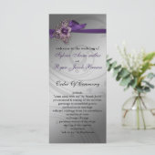 Paarse FAUX ribbon broch Wedding Programma (Staand voorkant)