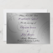 Paarse FAUX ribbon  broch Wedding Save The Date (Achterkant)