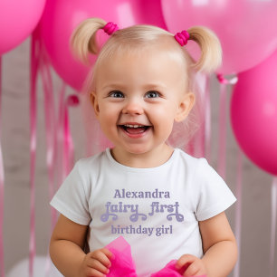 Paarse Fee Eerste Bes Eerste Verjaardag Kinder Shirts