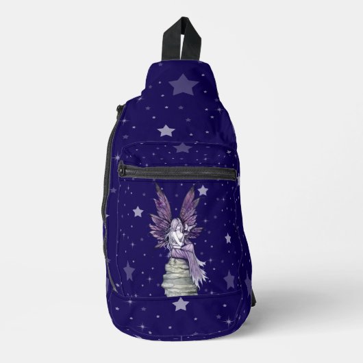 Paarse fee en vlinder sling bag (Voorkant)