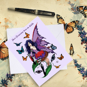 Paarse fee paddenstoel vlinders kaart