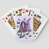 Paarse fee paddenstoel vlinders pokerkaarten (Achterkant)