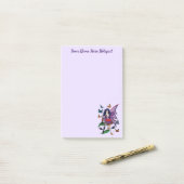 Paarse fee paddenstoel vlinders post-it® notes (Op bureau)