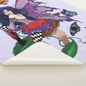 Paarse fee paddenstoel vlinders sherpa deken (3/4)