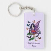 Paarse fee paddenstoel vlinders sleutelhanger (Voorkant)