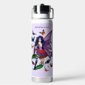 Paarse fee paddenstoel vlinders waterfles (Achterkant)